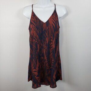 LUSH Semi Sheer Lined Navy Blue & Burgundy Strappy Cocktail Dress Tank  XS /A180